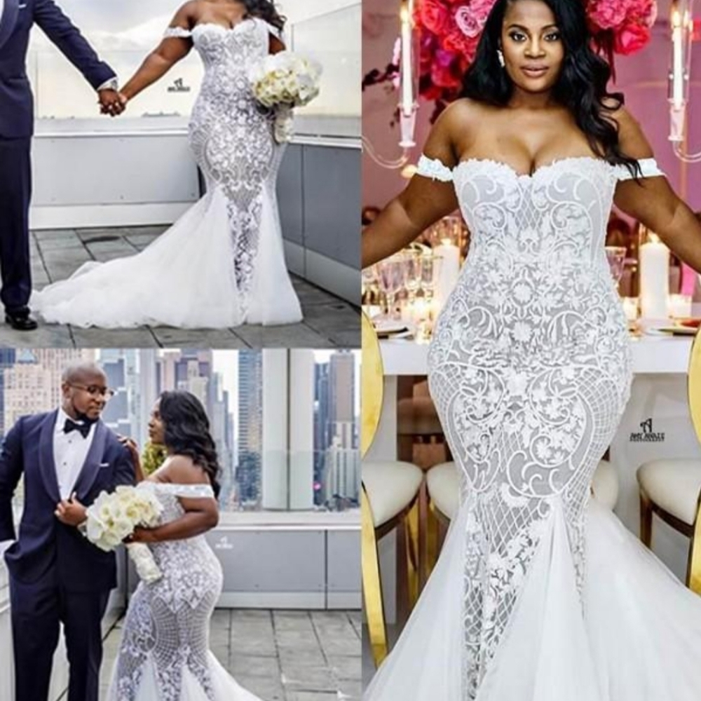 LaLa Mira Trumpet/Mermaid Lace Tulle Wedding Dress